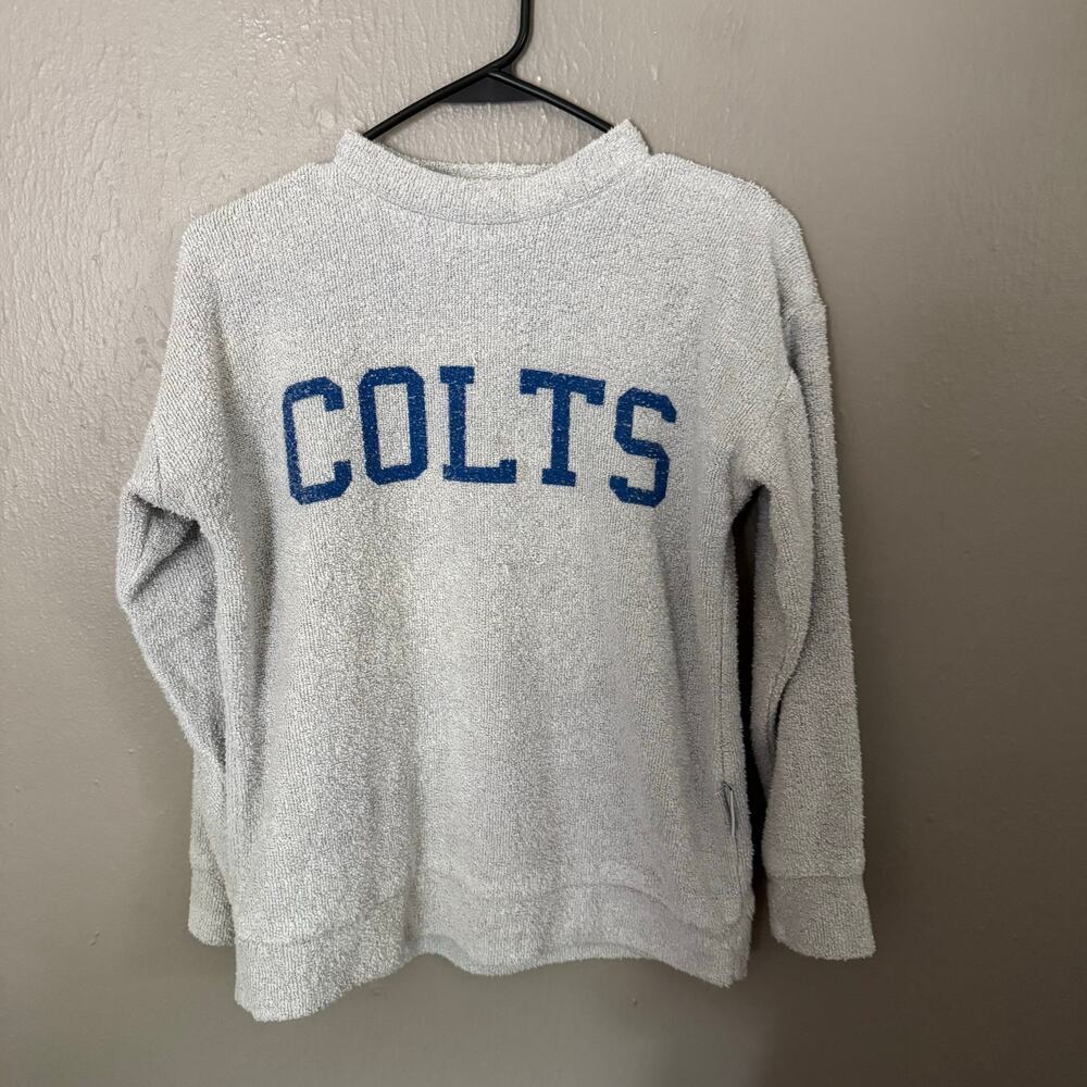 WOOLLY THREADS Colts Football Pullover Sweatshirt Size XS comfort long sleeve